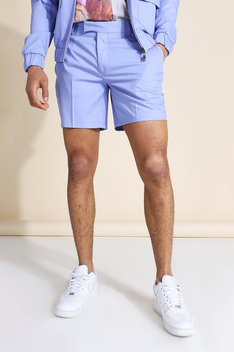 Blue Skinny Smart Fixed Waistband Shorts image number 1