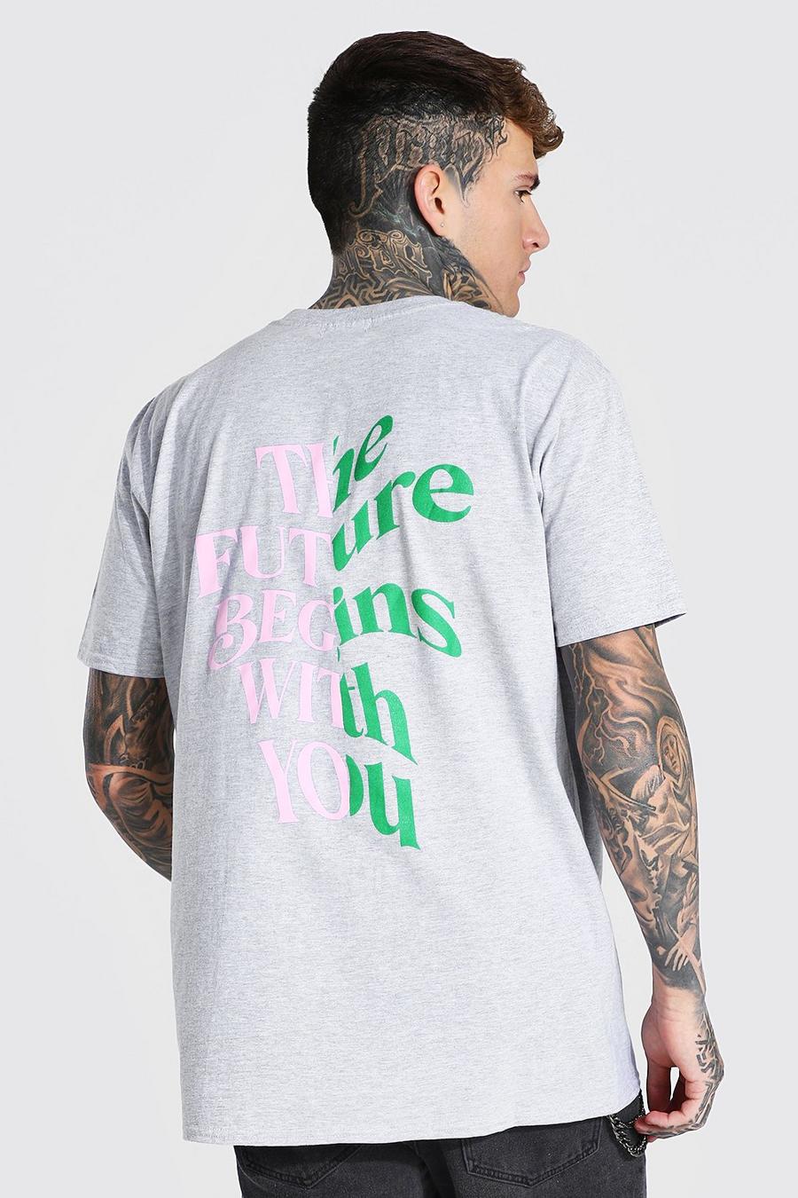 Grey marl "The Futures With You" Oversize t-shirt med tryck image number 1