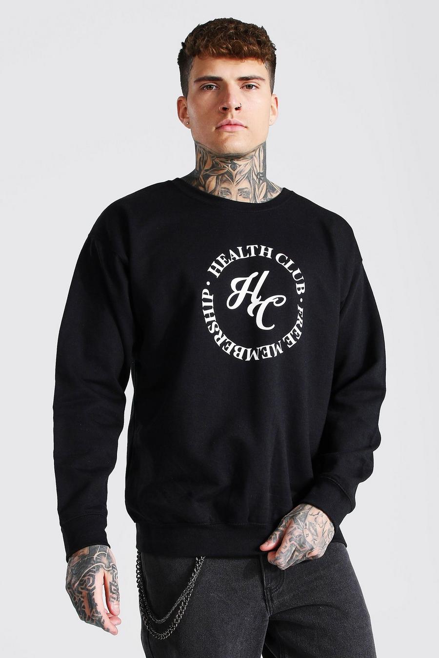 Black "Fitness Health Club" Oversize sweatshirt image number 1
