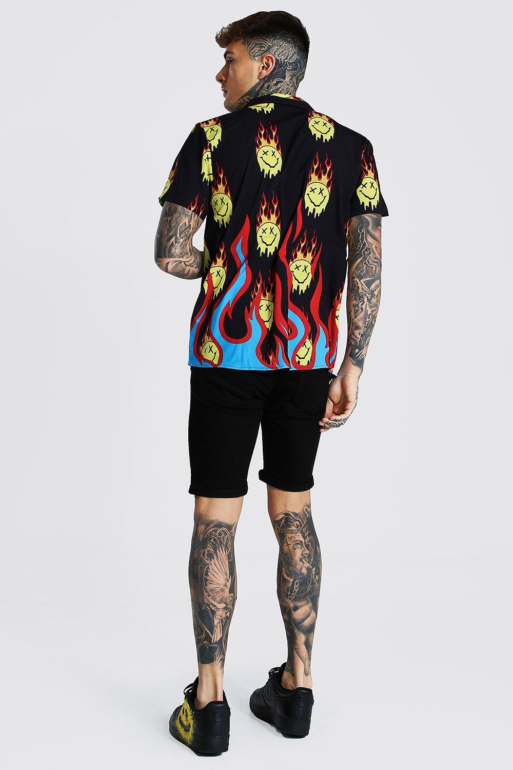 Short Sleeve Revere Flame Shirt