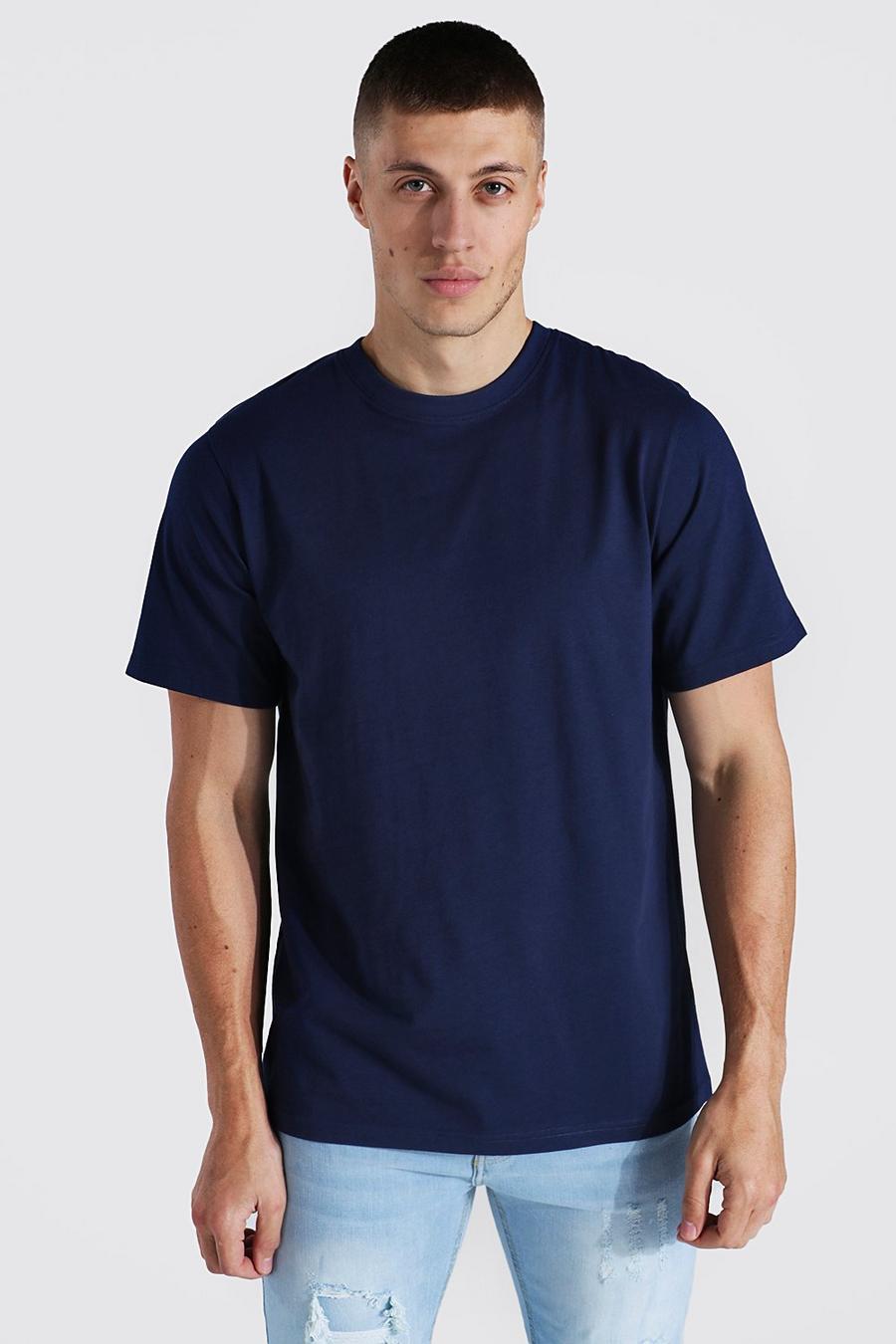 Navy Basic T-shirt med rund hals image number 1