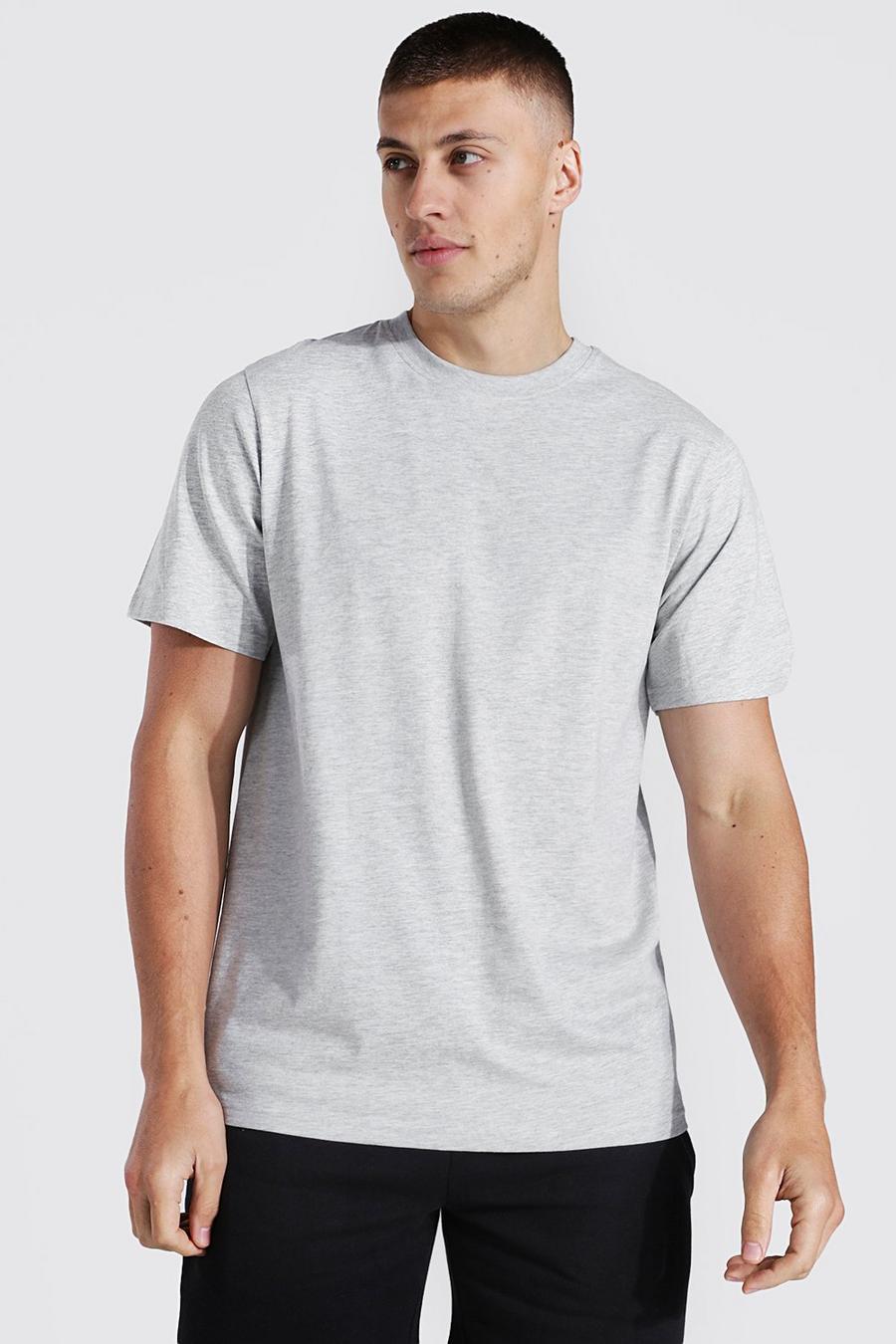 Grey marl Basic T-shirt med rund hals image number 1