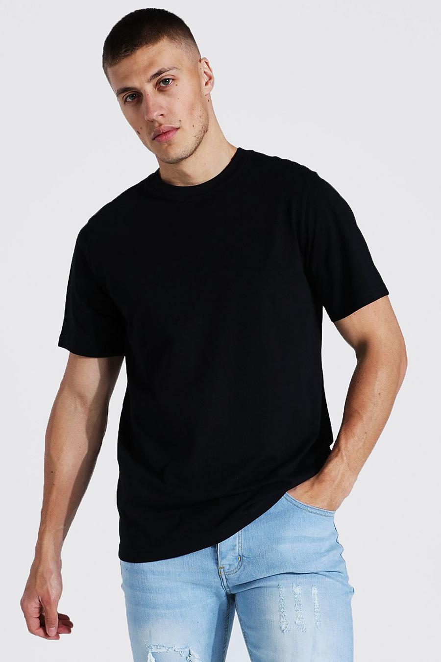Black Basic T-shirt med rund hals image number 1