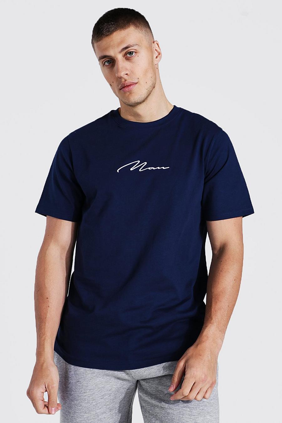 Navy Man Signature Geborduurd T-Shirt image number 1