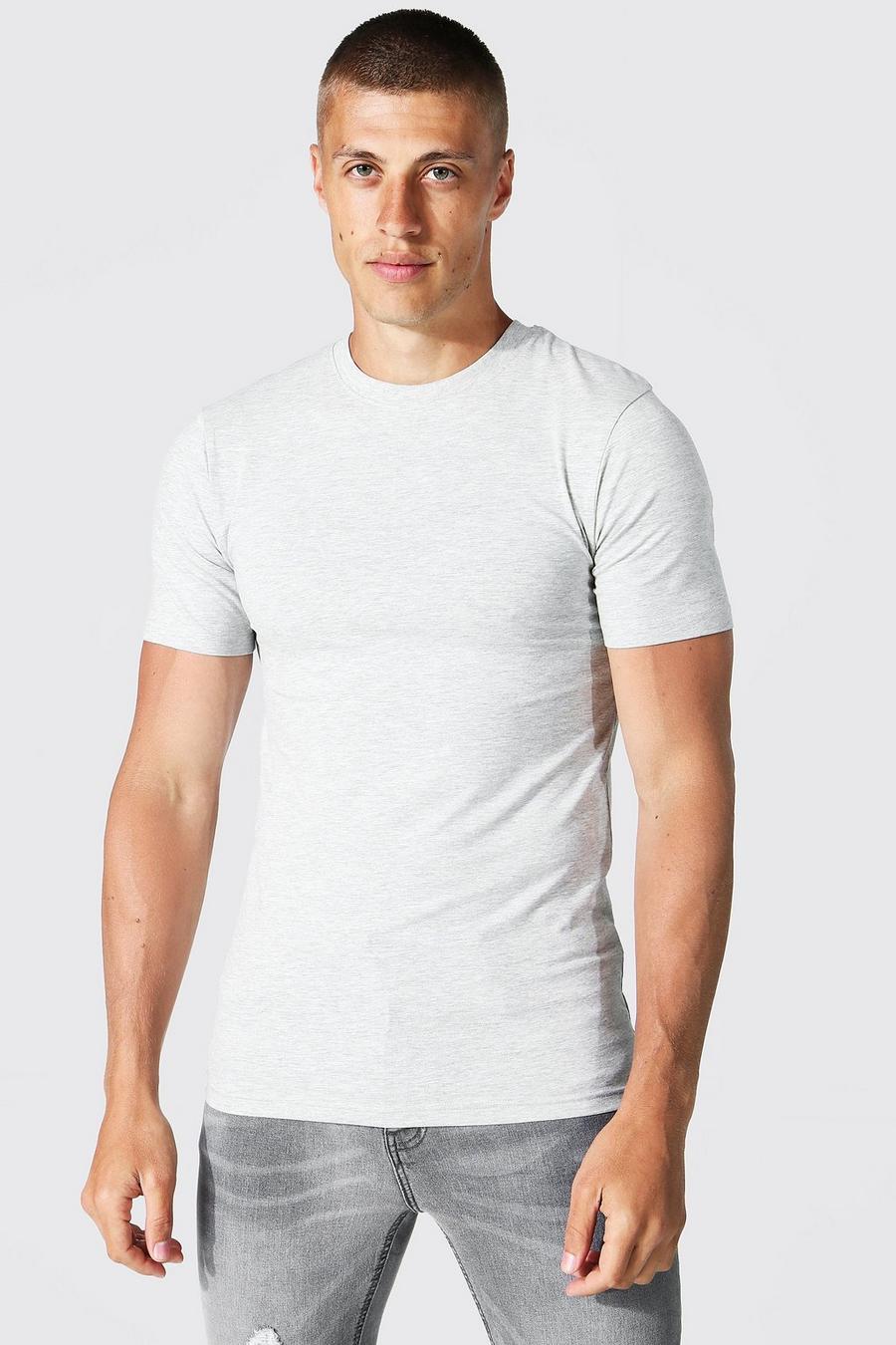 Camiseta básica ajustada al músculo, Grey marl image number 1
