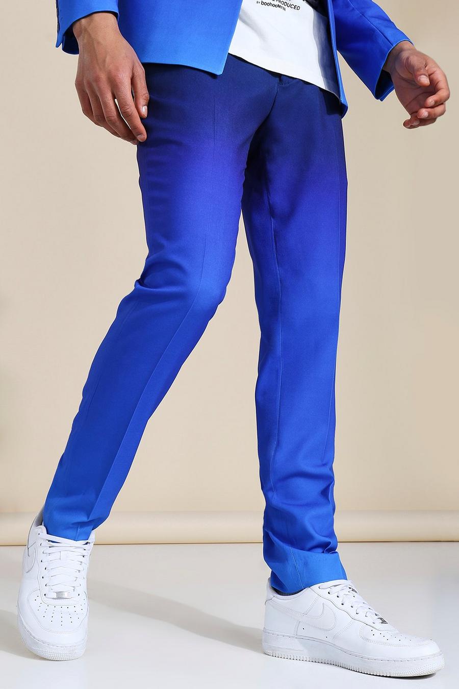 מכנסי חליפה סקיני בגווני אומברה כחולים image number 1