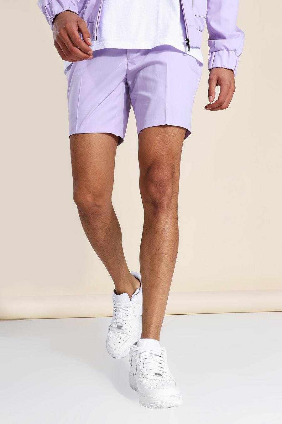 Lilac Skinny Smart Fixed Waistband Shorts image number 1