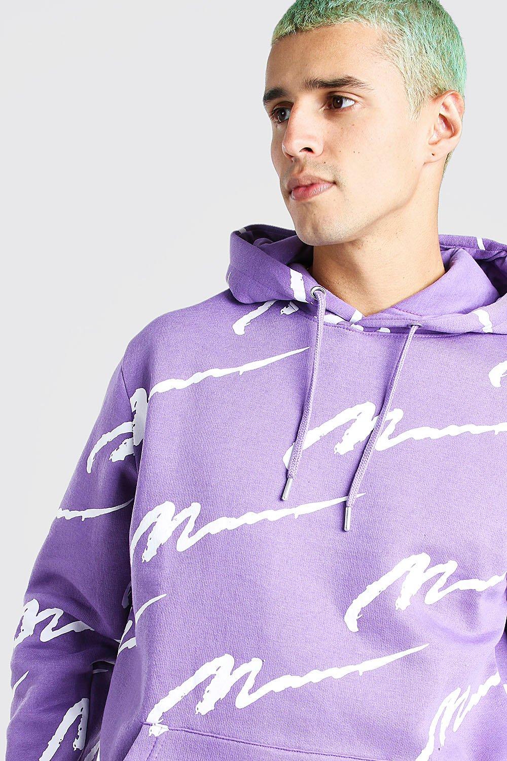 All Over MAN Printed Hooded Short Tracksuit