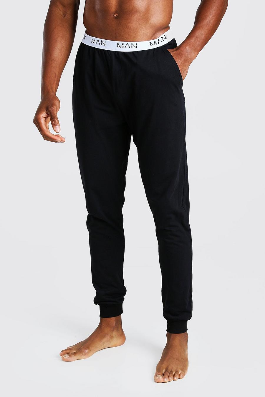 Pantalones deportivos para estar en casa MAN de tela jacquard con cintura elástica, Negro