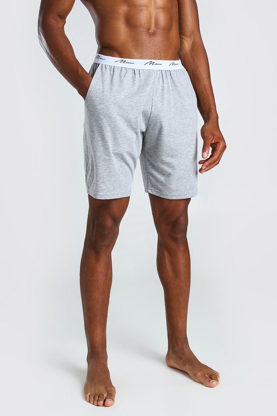 Pantalones cortos cómodos de jacquard con cinturilla con firma MAN, Gris image number 1