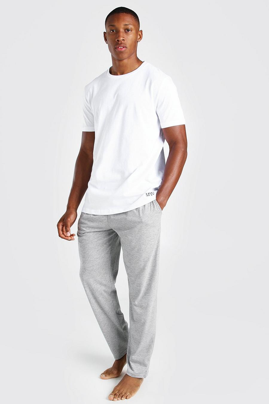 Set aus T-Shirt und Loungehosen mit MAN-Streifen am Bund, Grau image number 1