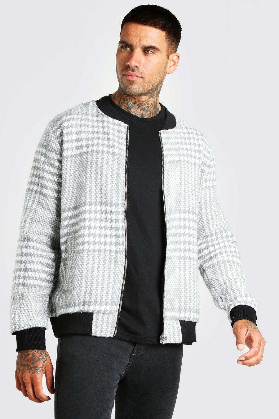 Chaqueta bomber a cuadros, Gris image number 1