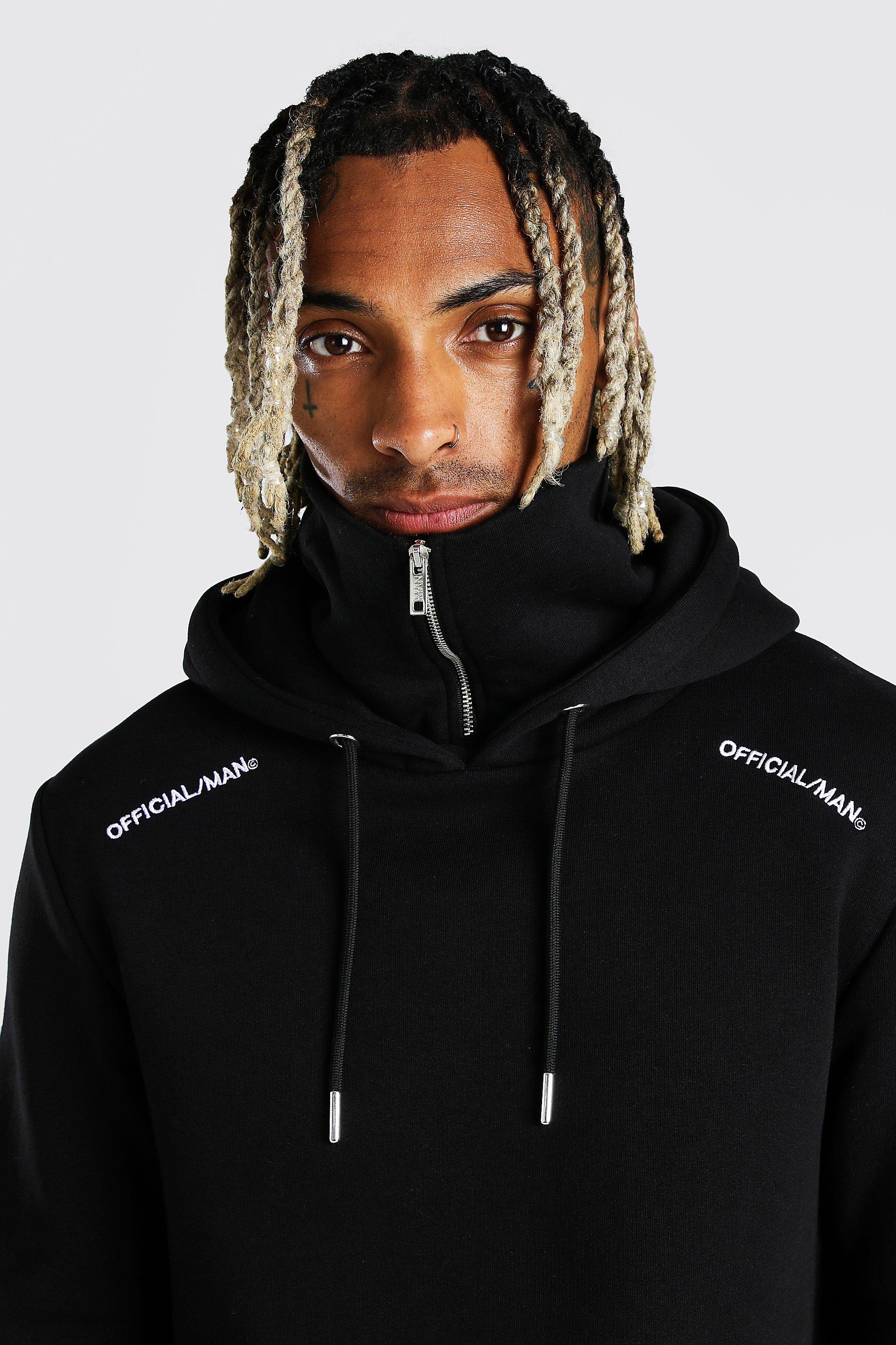 Official MAN Zip Snood Hoodie boohoo