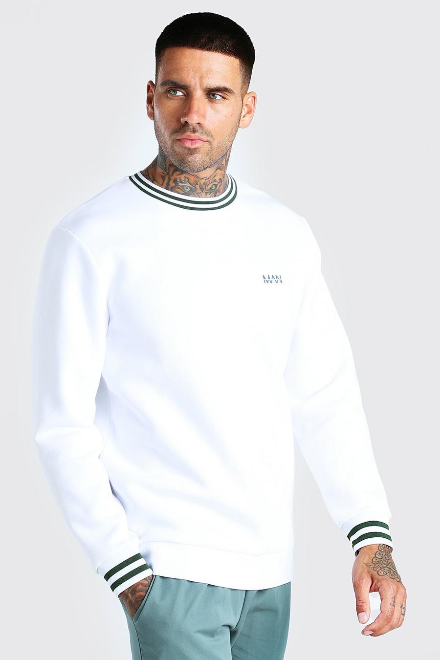 White Original MAN Sweatshirt med sportiga muddar image number 1