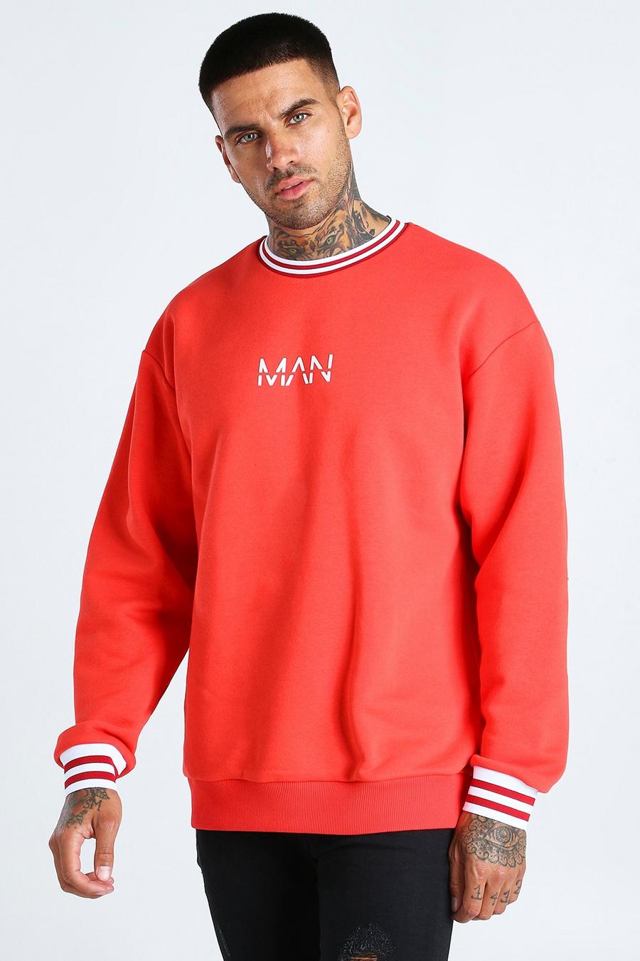 Red Original MAN Oversize sweatshirt med sportiga muddar image number 1