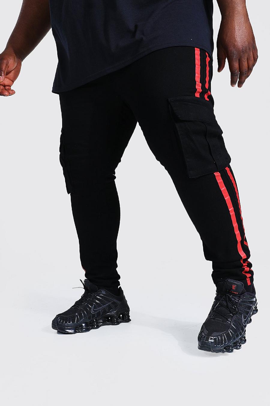 True black Plus Super Skinny Cargo Jean With Side Stripe image number 1