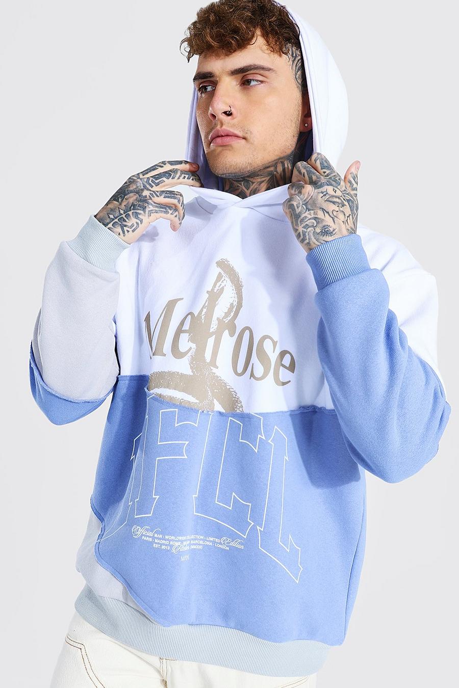 White Oversized Melrose Ofcl Spliced Hoodie image number 1