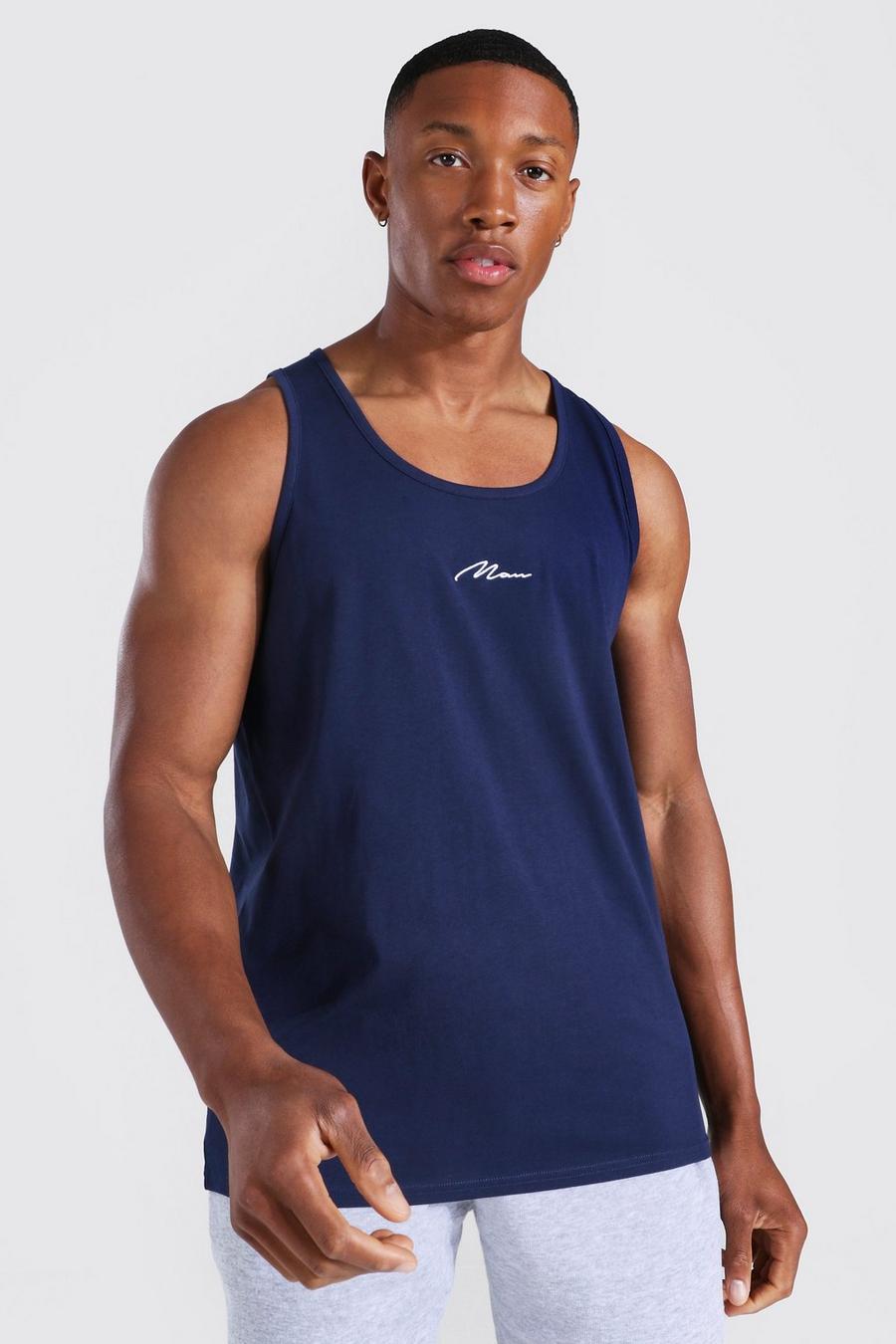 Navy Man Signature Embroidered Tank Top image number 1