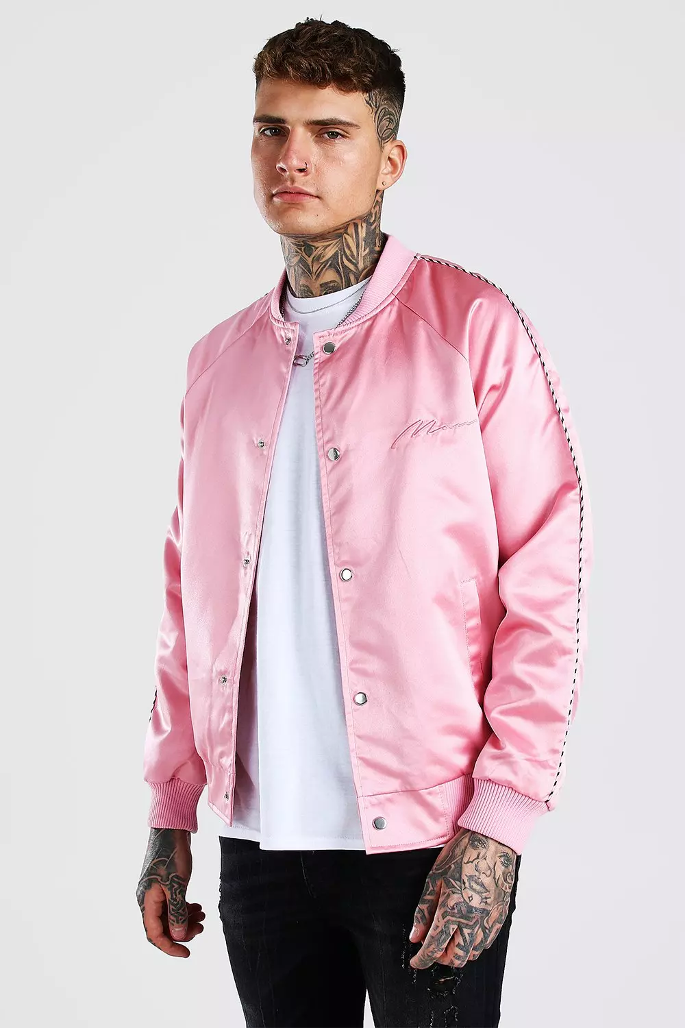 Boohooman pink shop jacket