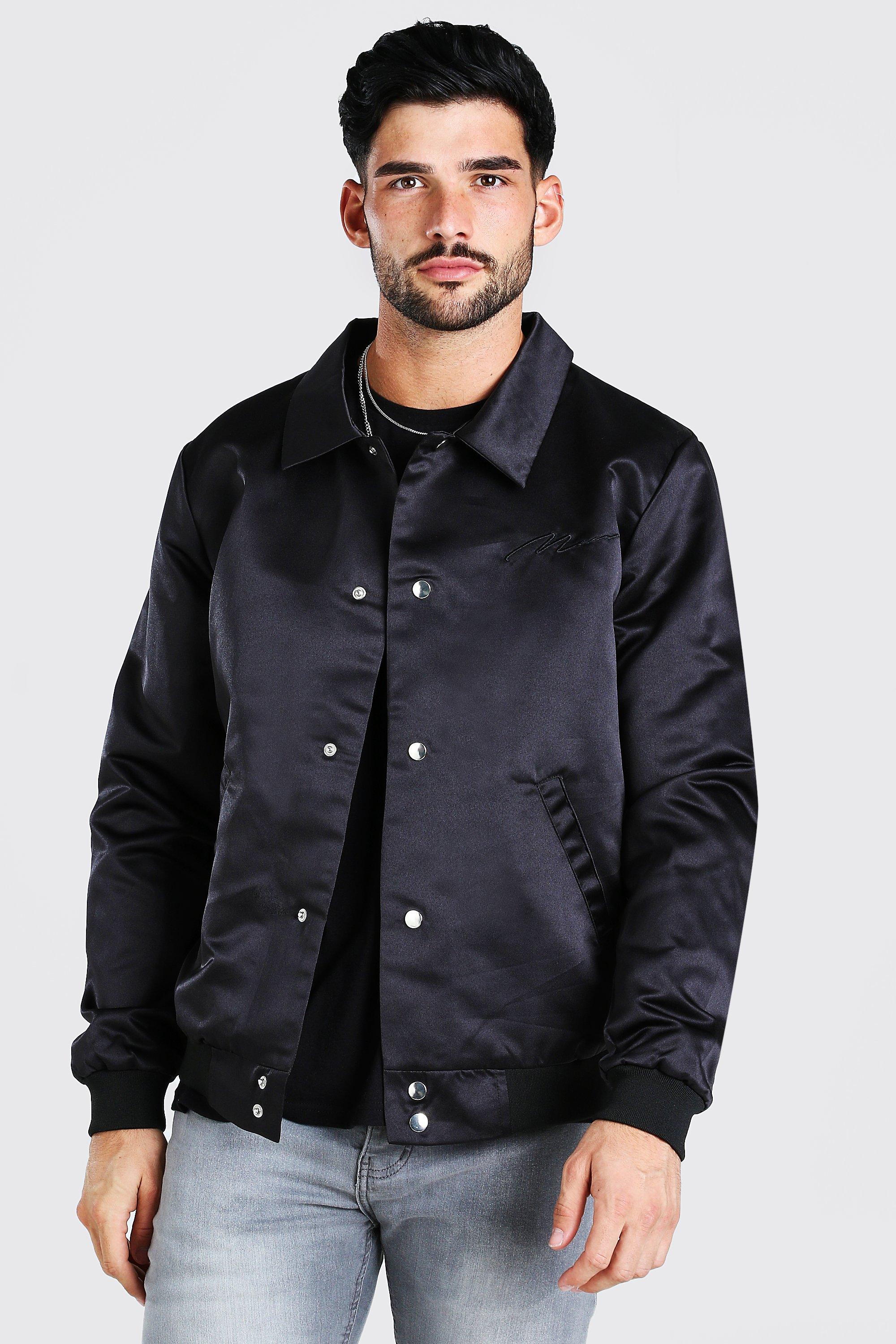 Download Satin Coach Jacket With Chest Man Embroidery Boohoo