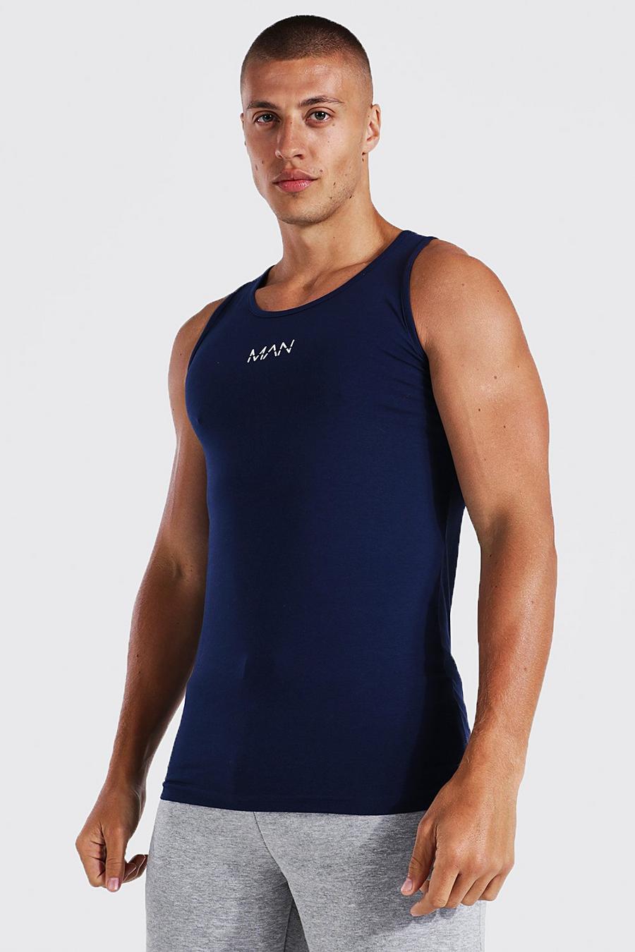 Navy Muscle Fit Original Man Vest image number 1