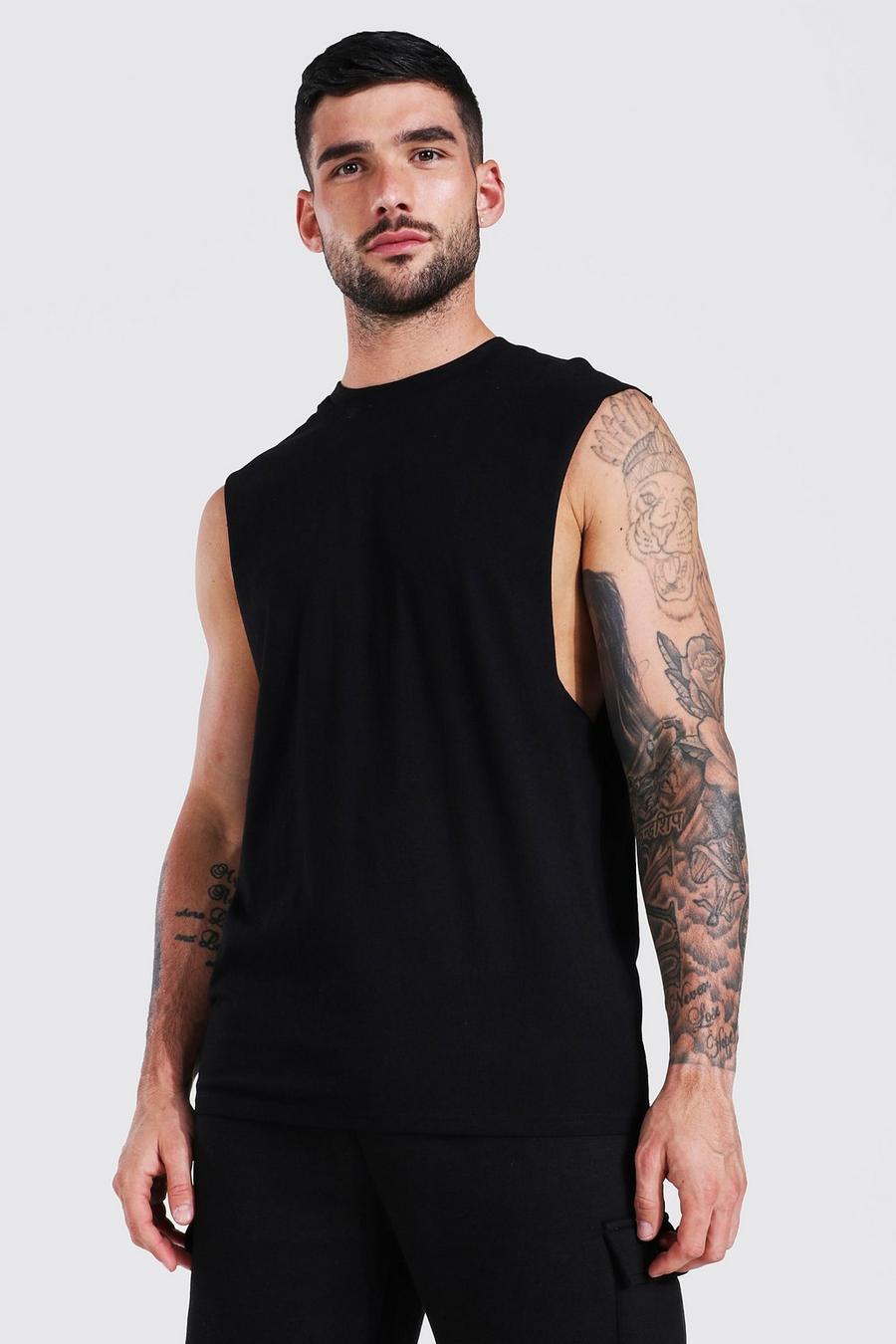 Camiseta sin mangas básica con sisa ancha, Black image number 1