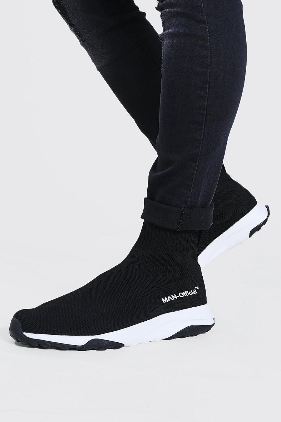 Black MAN Stickade sneakers i sockmodell image number 1