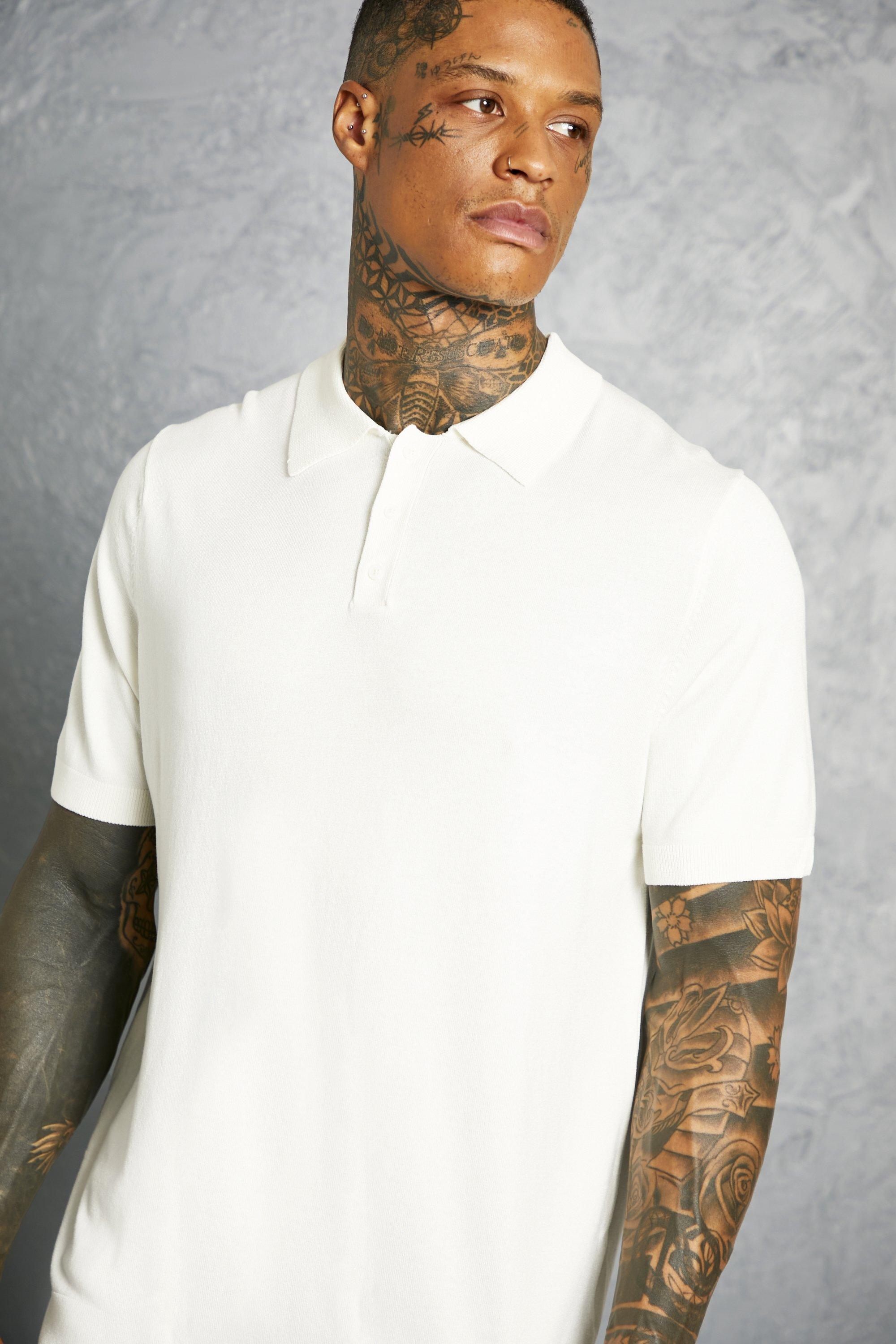 Mens white 2024 knitted polo