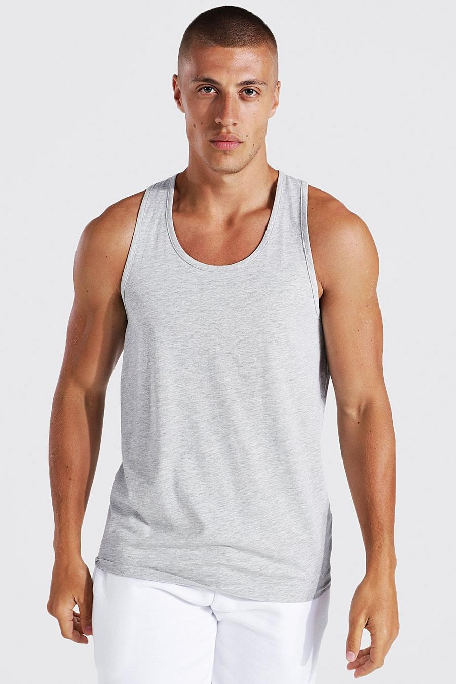 Camiseta sin mangas básica estilo nadador, Grey marl image number 1