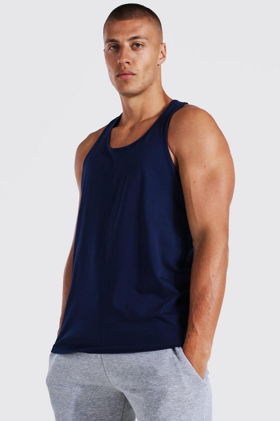 Camiseta sin mangas básica estilo nadador, Navy image number 1