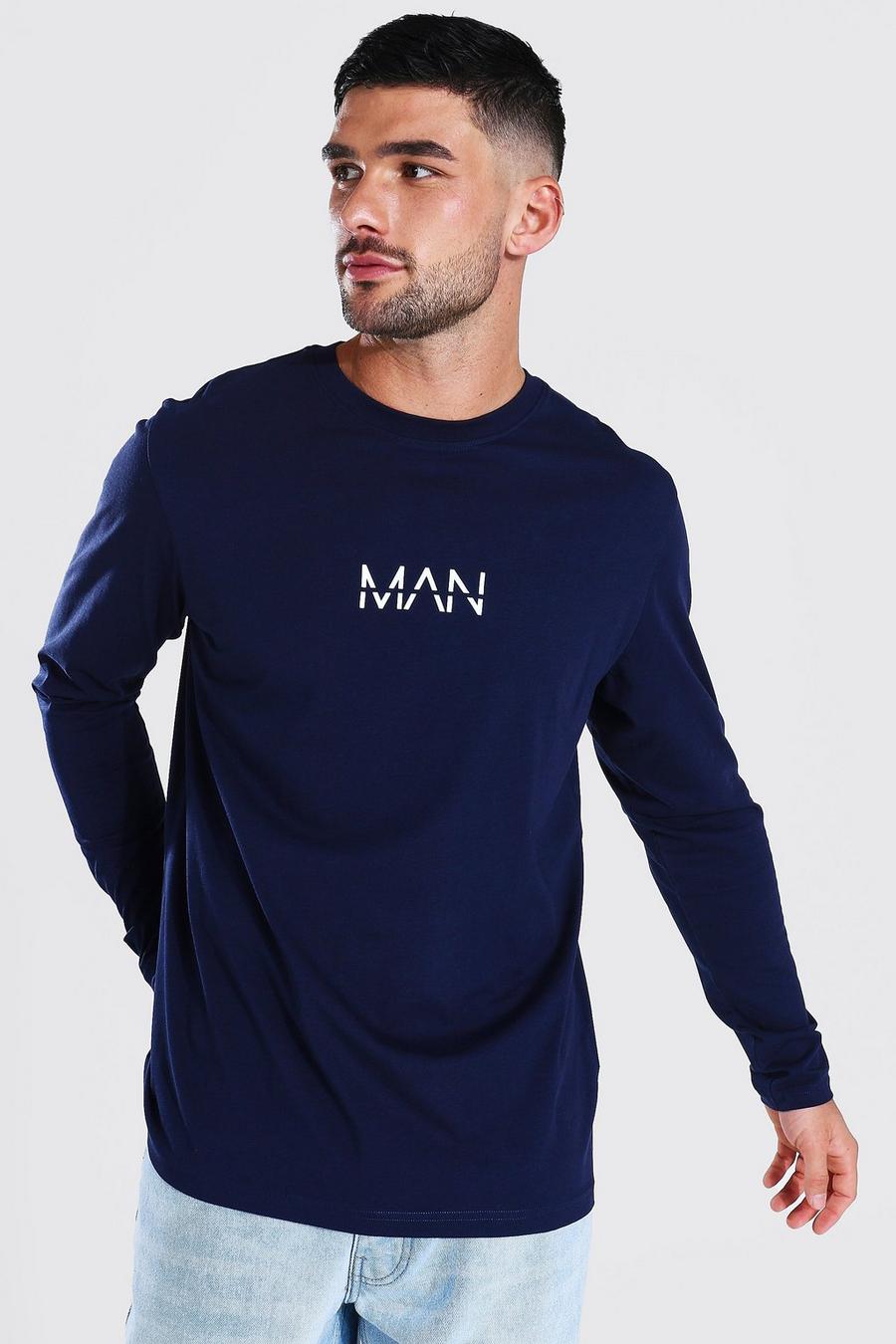 Navy Original Man Shirt Met Lange Mouwen image number 1