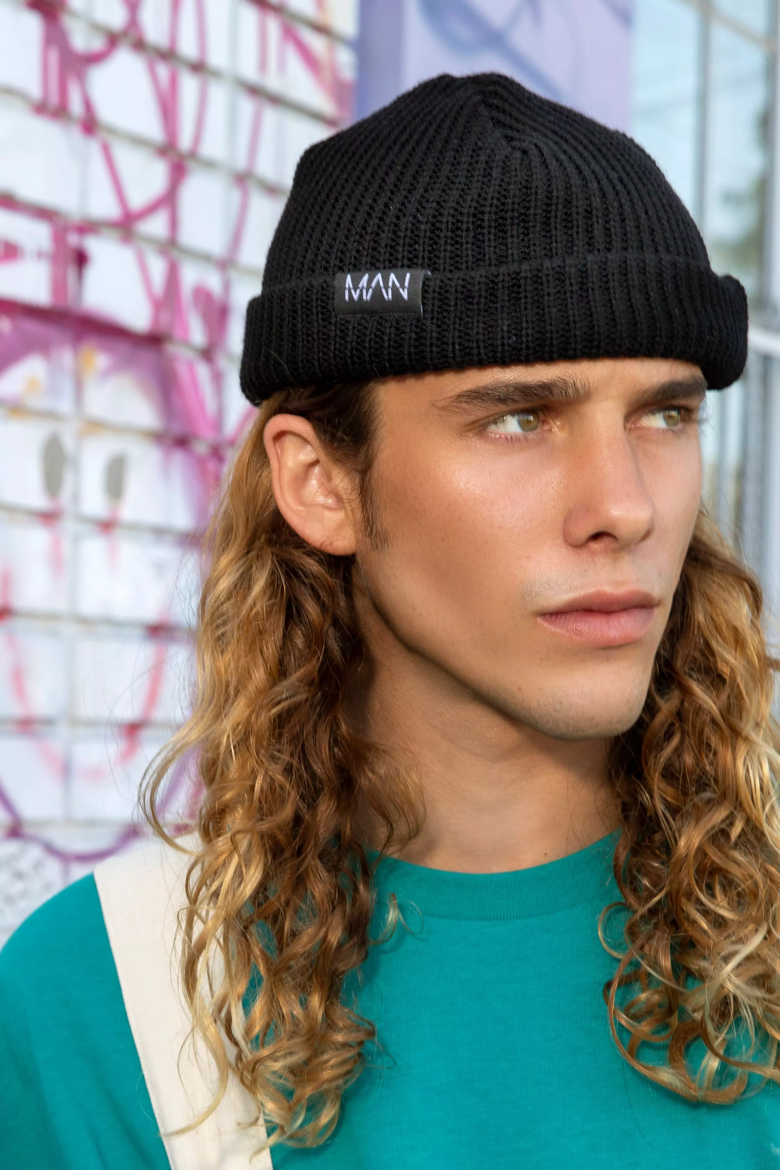 Black MAN Tab Skater Beanie alternative image