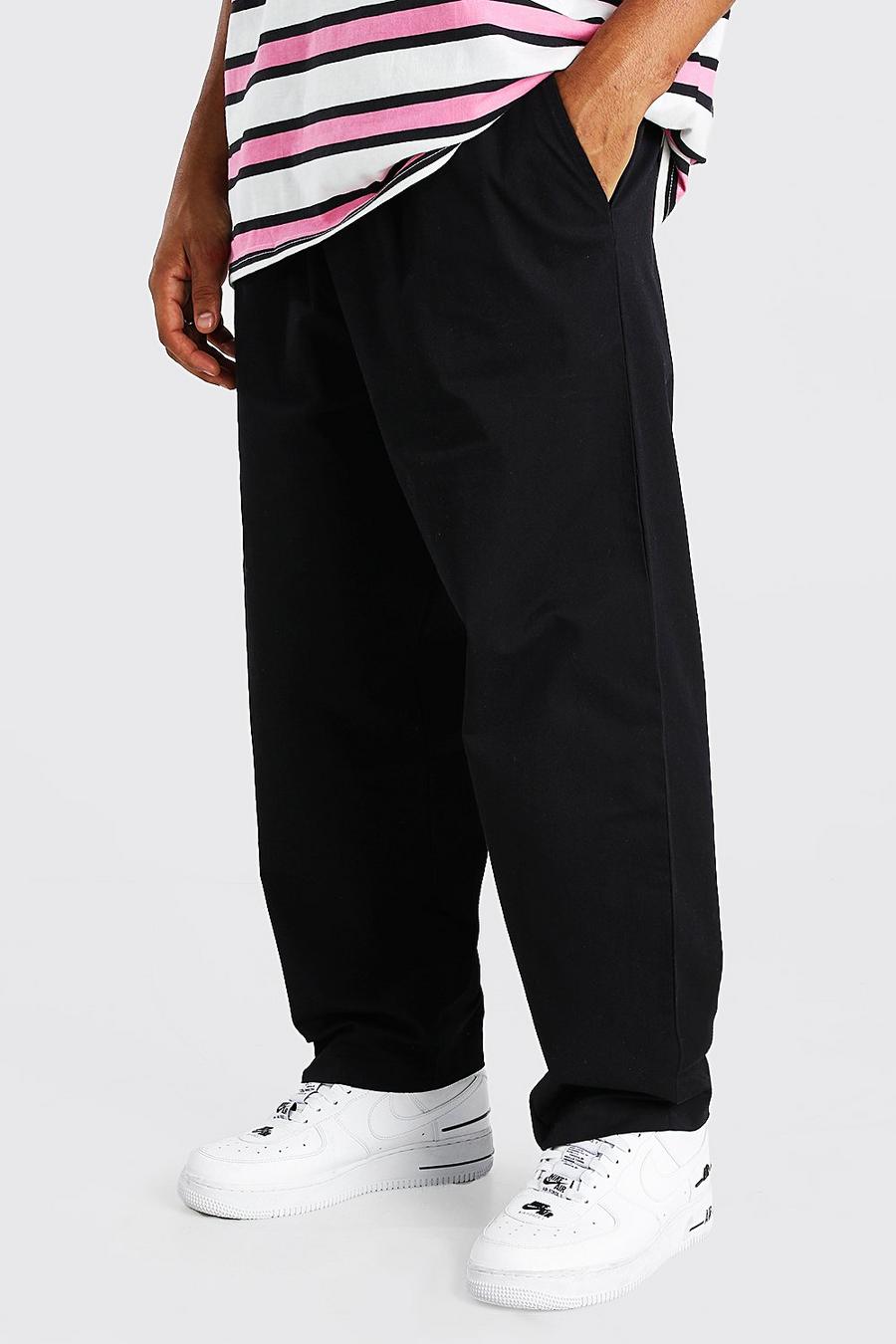 Kurze Skater-Fit Chino-Hose mit elastischem Bund, Schwarz noir