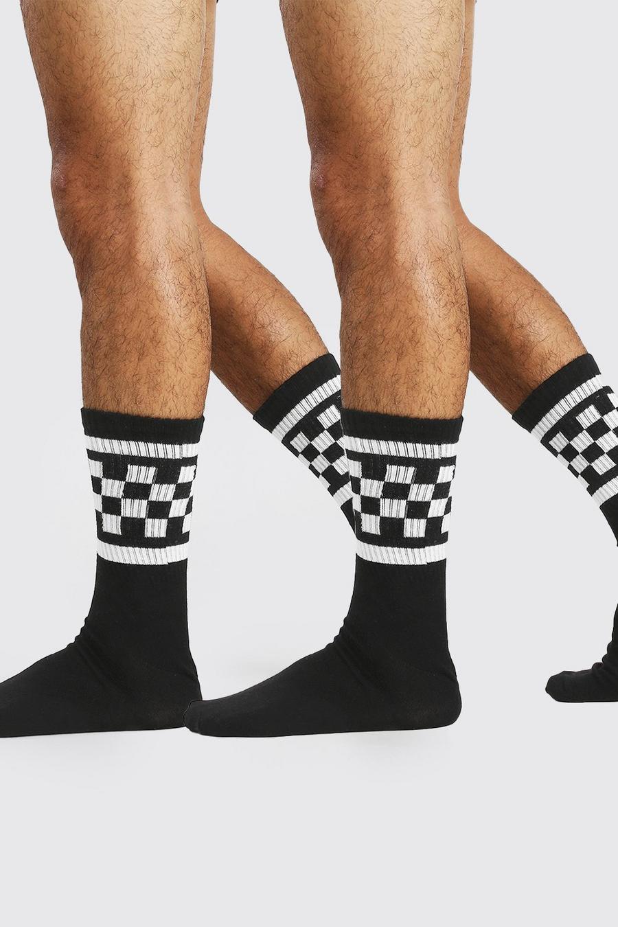 Black Checkerboard 2 Pack Socks image number 1