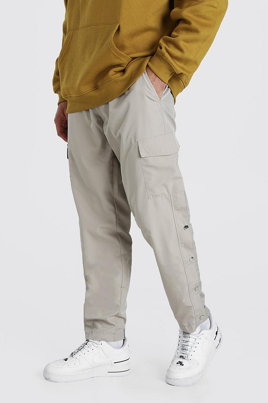 Champagne Shell Cargo Pants With Side Poppers image number 1