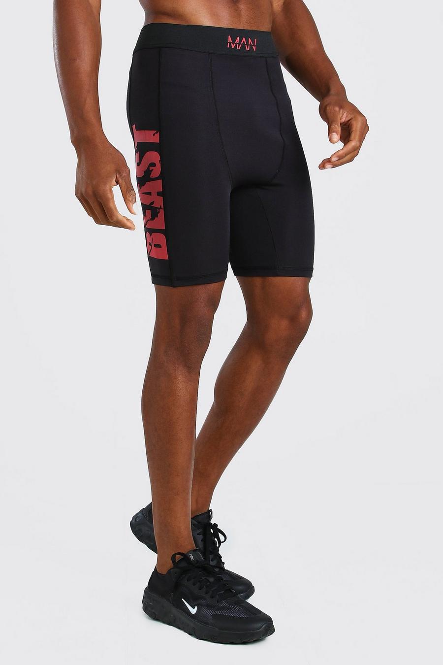 Pantalones cortos con estampado de compresión MAN Active X Beast, Negro image number 1