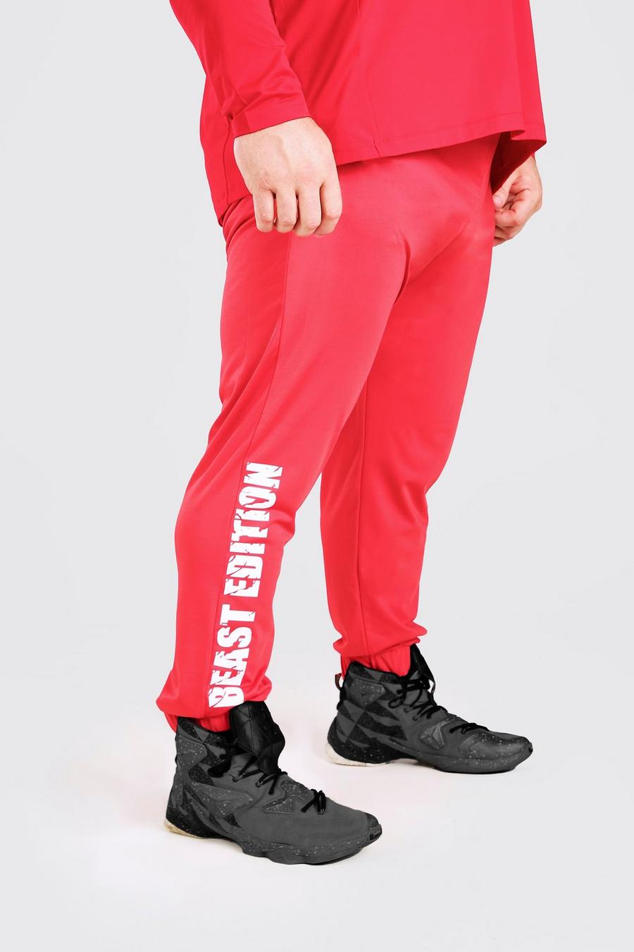 Red MAN Active X Beast Tapered Printed Joggers image number 1