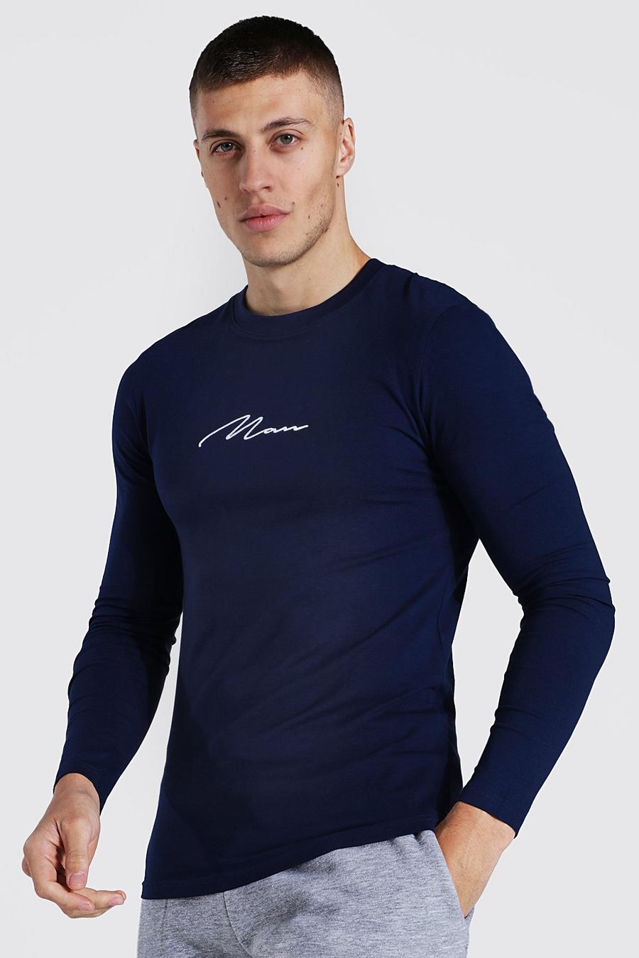 T-shirt ajusté à manches longues - MAN, Navy image number 1