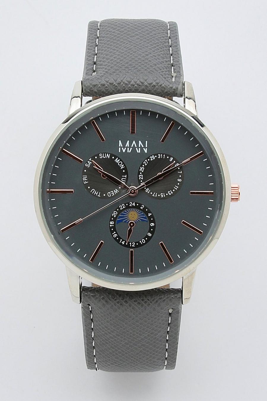 Klassische Armbanduhr mit Man-Dash-Motiv, Grau image number 1