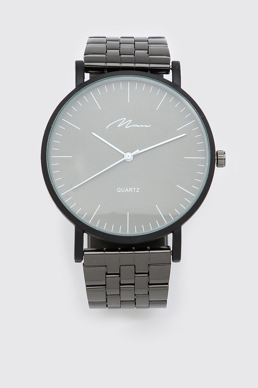 Zwart Man Klassiek Horloge Met Tekst image number 1