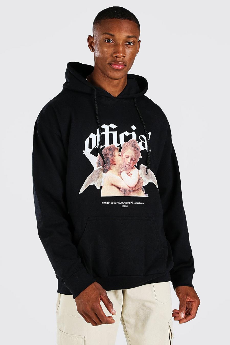 Black Oversized Official Print Hoodie image number 1