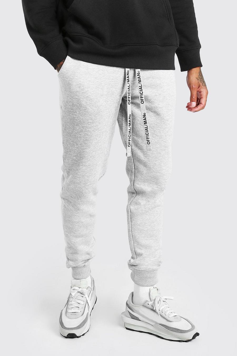 Grey marl Skinny Fit Jogger With MAN Drawcords image number 1