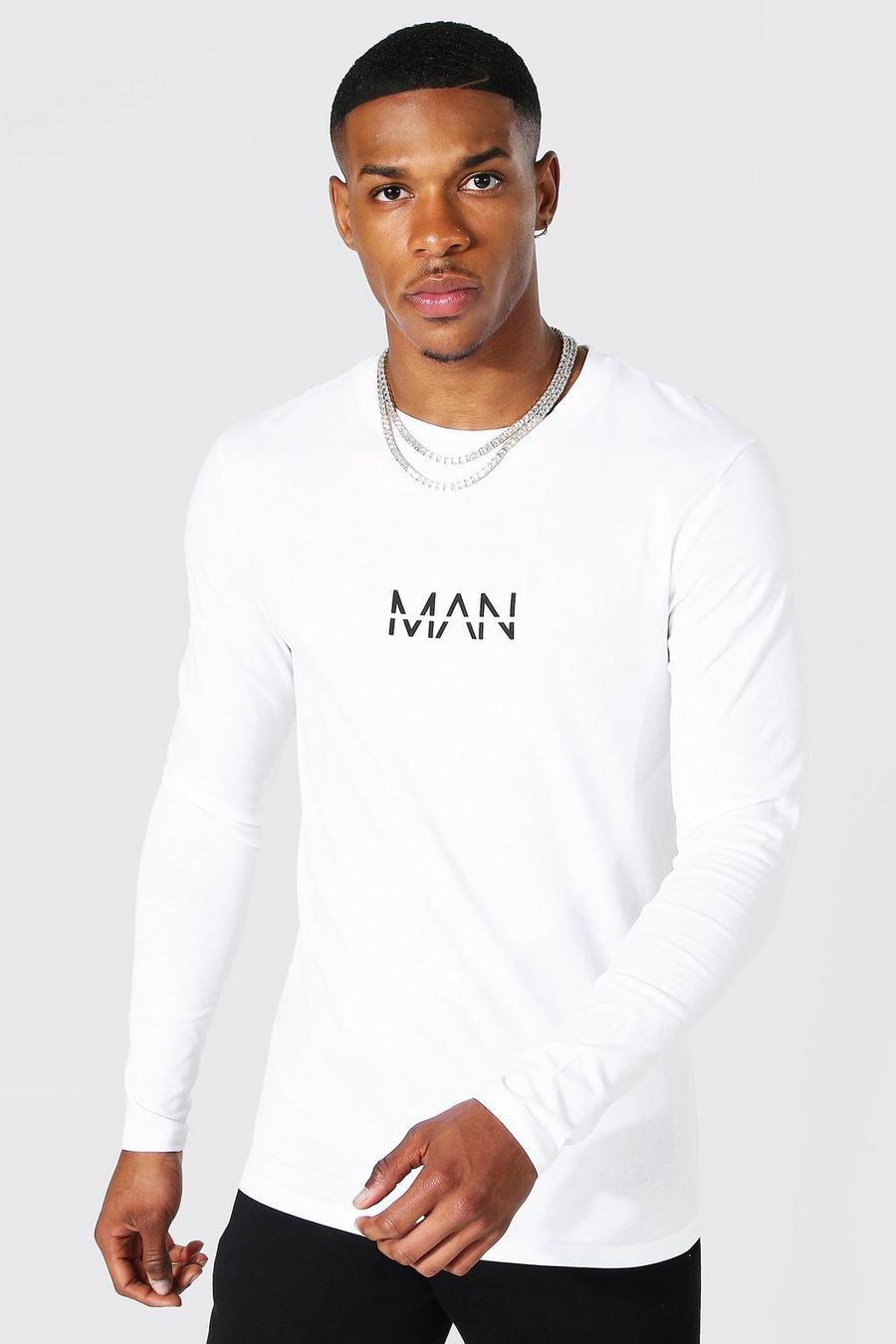 White Muscle Fit Original Man Long Sleeve T-shirt