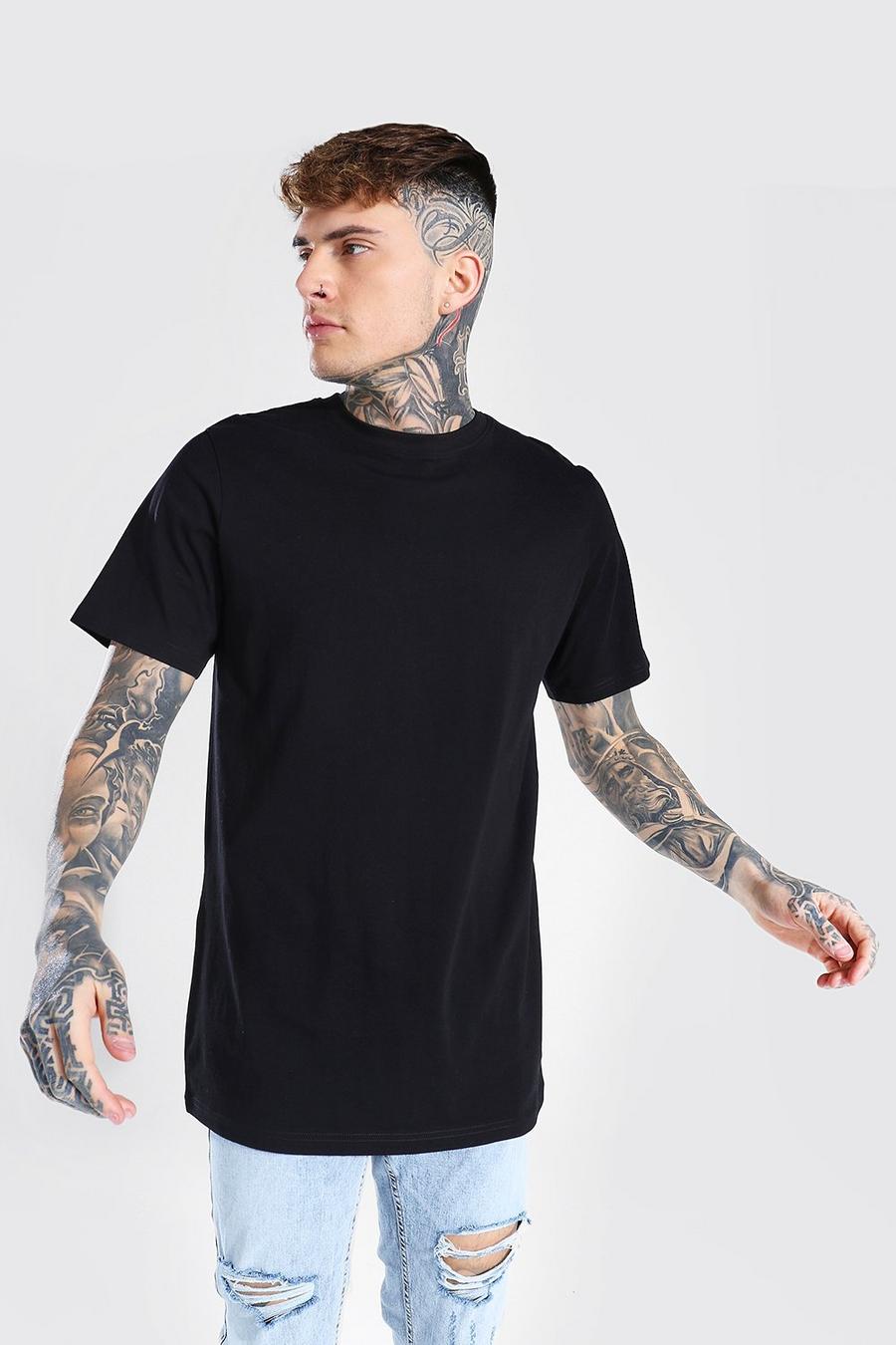 Black Basic Long Line T-Shirt image number 1