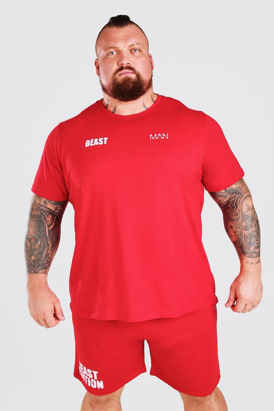 MAN Active X Beast T-Shirt mit vorder- und rückseitigem Print, Rot image number 1
