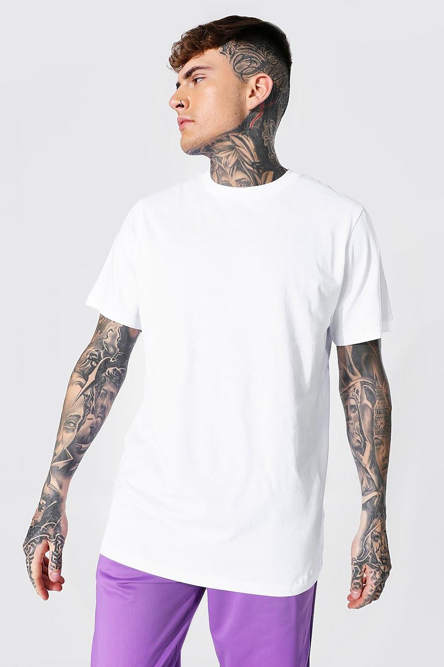White Basic Long Line T-Shirt image number 1
