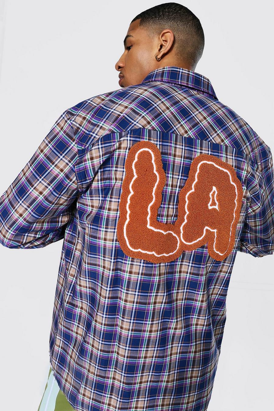 Rust LA Oversize rutig skjorta med applikation image number 1