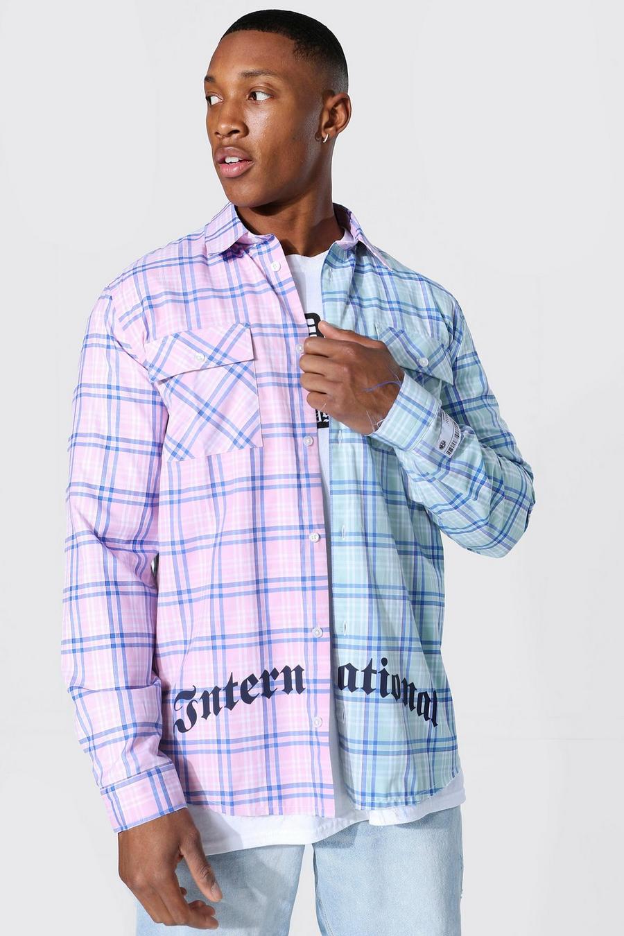 Multi Spliced Check Shirt With Back Print image number 1