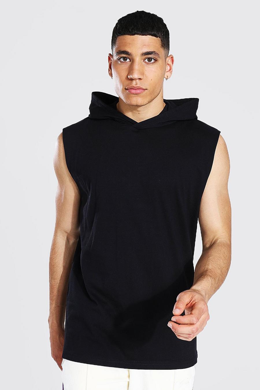 Camiseta de tirantes con espalda de nadador con capucha, Negro image number 1
