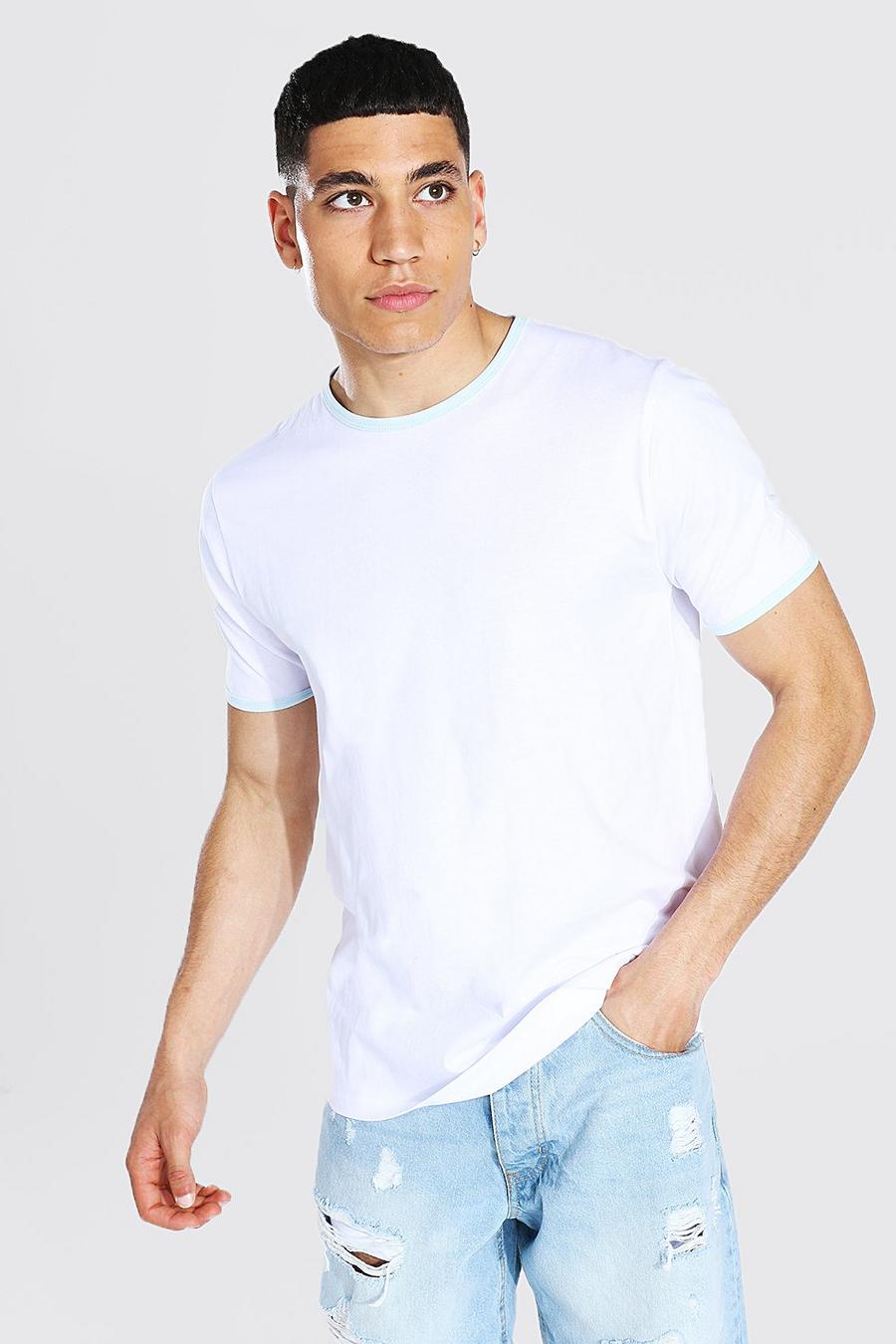 White T-shirt med rund hals och kantband image number 1